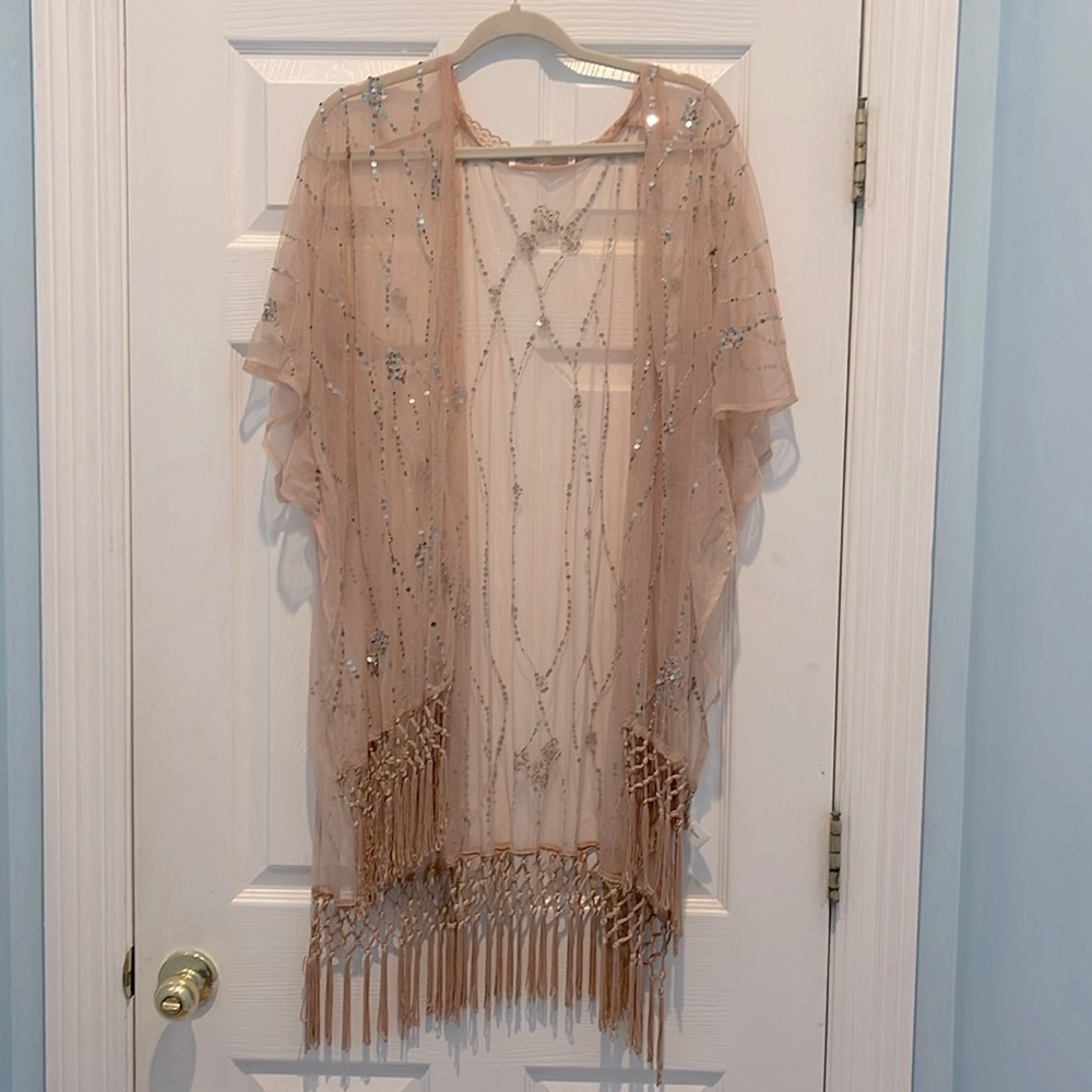 Boston Proper Pink sequin shrug
